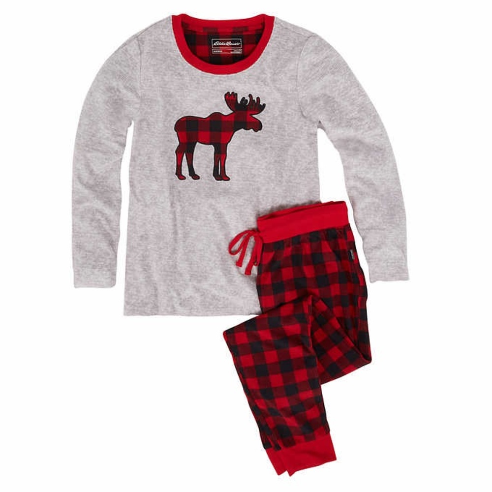 Eddie Bauer Gray and Red Plaid Pajama Set Size XL